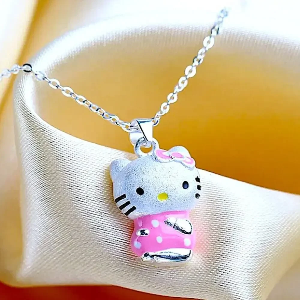 Hello Kitty Sterling Silver Charm Pendant Necklace